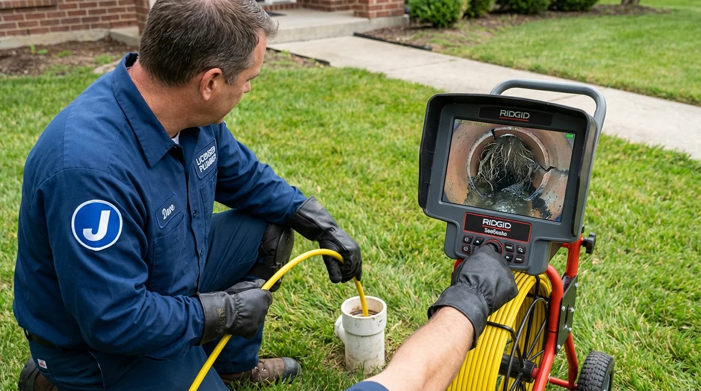 Sewer camera inspection being performed by Johns Plumbing LLC in Benton