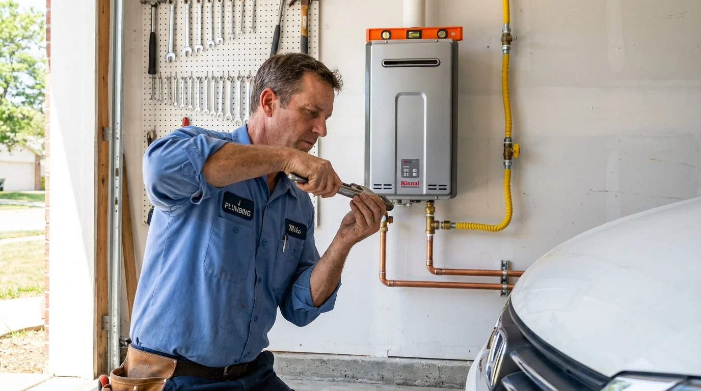 Tankless water heater installation by a Johns Plumbing LLC plumber in Benton